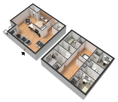 Floor plan for 4 beds, 4.5 baths, 2287 sqft
